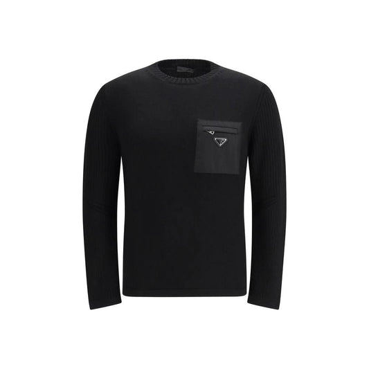Prada Schwarzer Sweatshirt aus Fleece-Wolle by Prada
