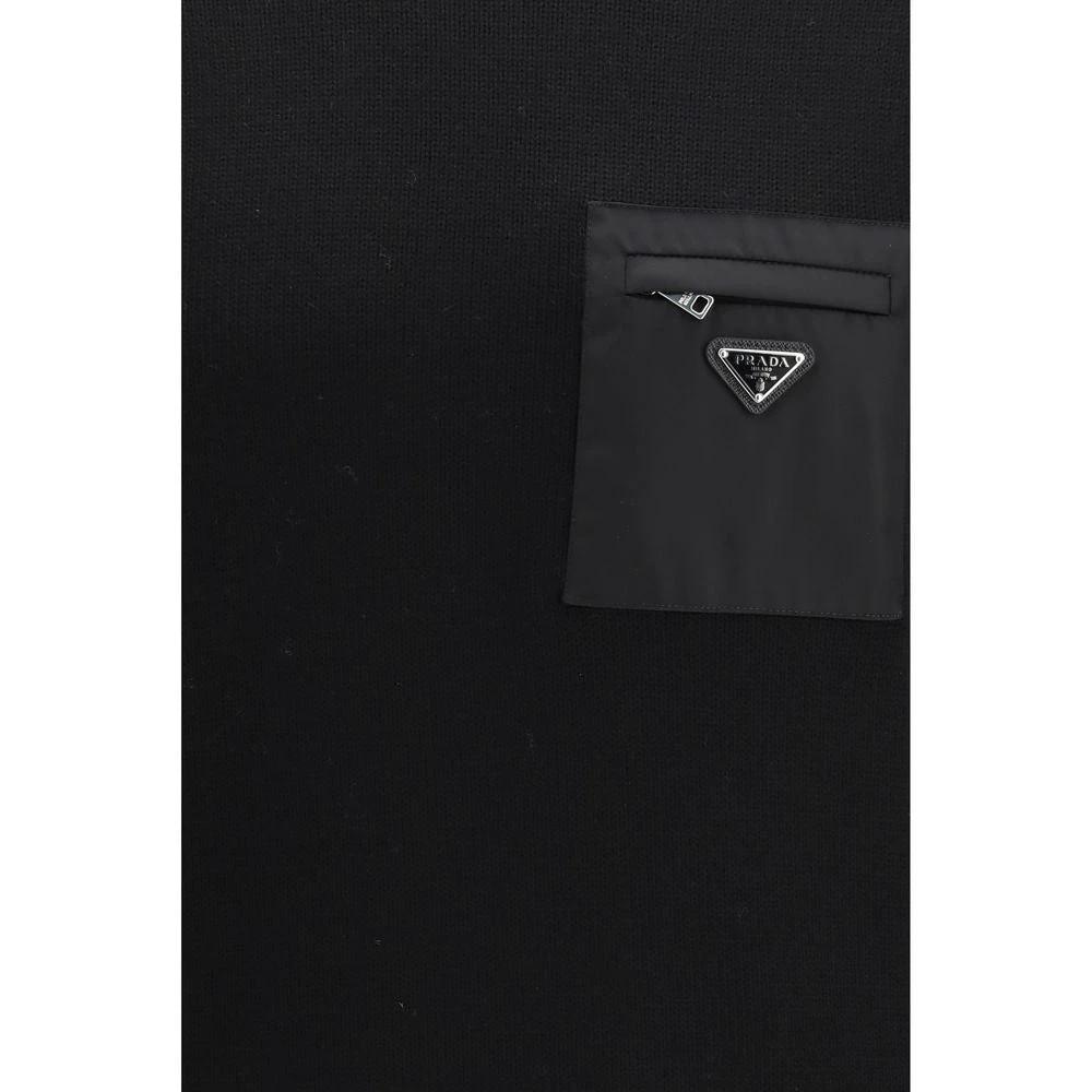 Prada Schwarzer Sweatshirt aus Fleece-Wolle by Prada