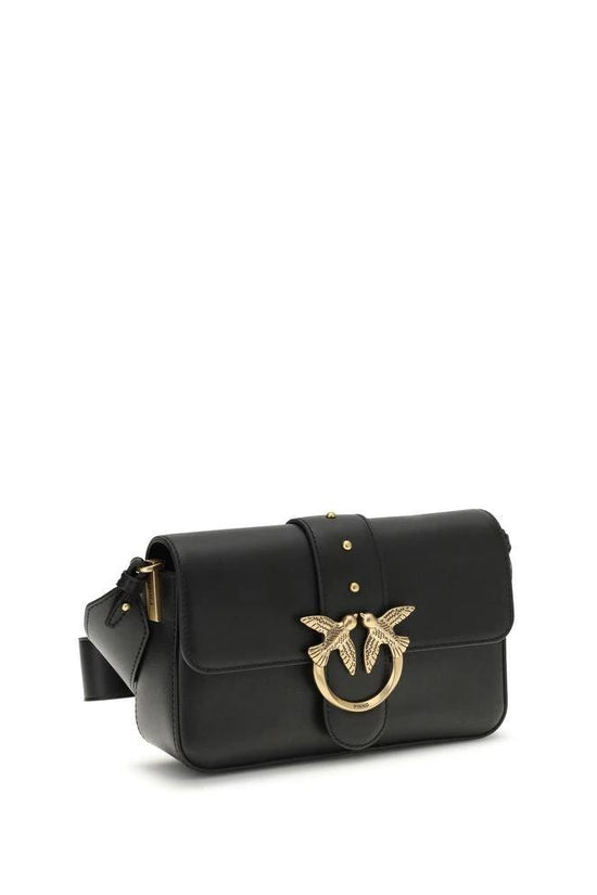 PINKO Schwarze Kalbsleder Bos Taurus Schultertasche by PINKO
