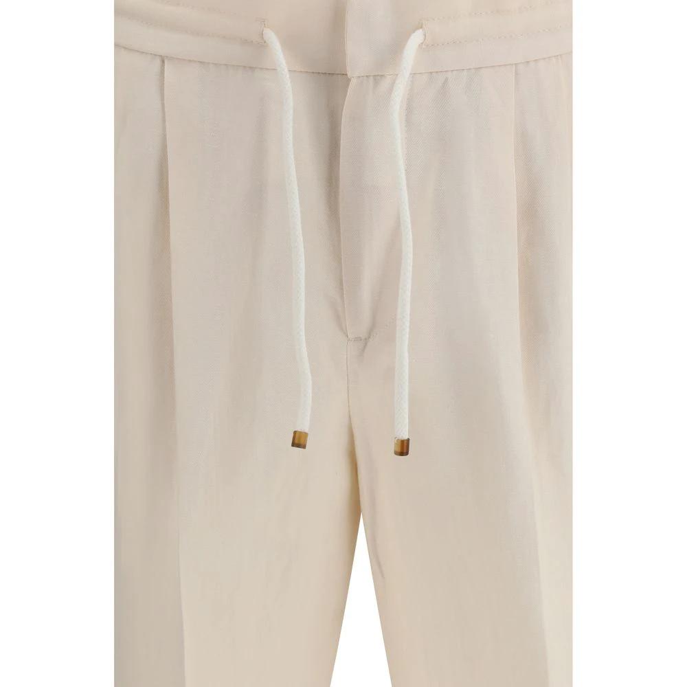 Brunello Cucinelli Beige Leinen Casual Hose by Brunello Cucinelli
