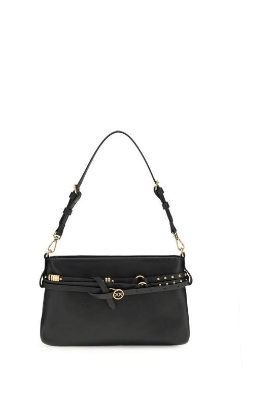 PINKO Schwarze Bos Taurus Kalbsleder Schultertasche by PINKO