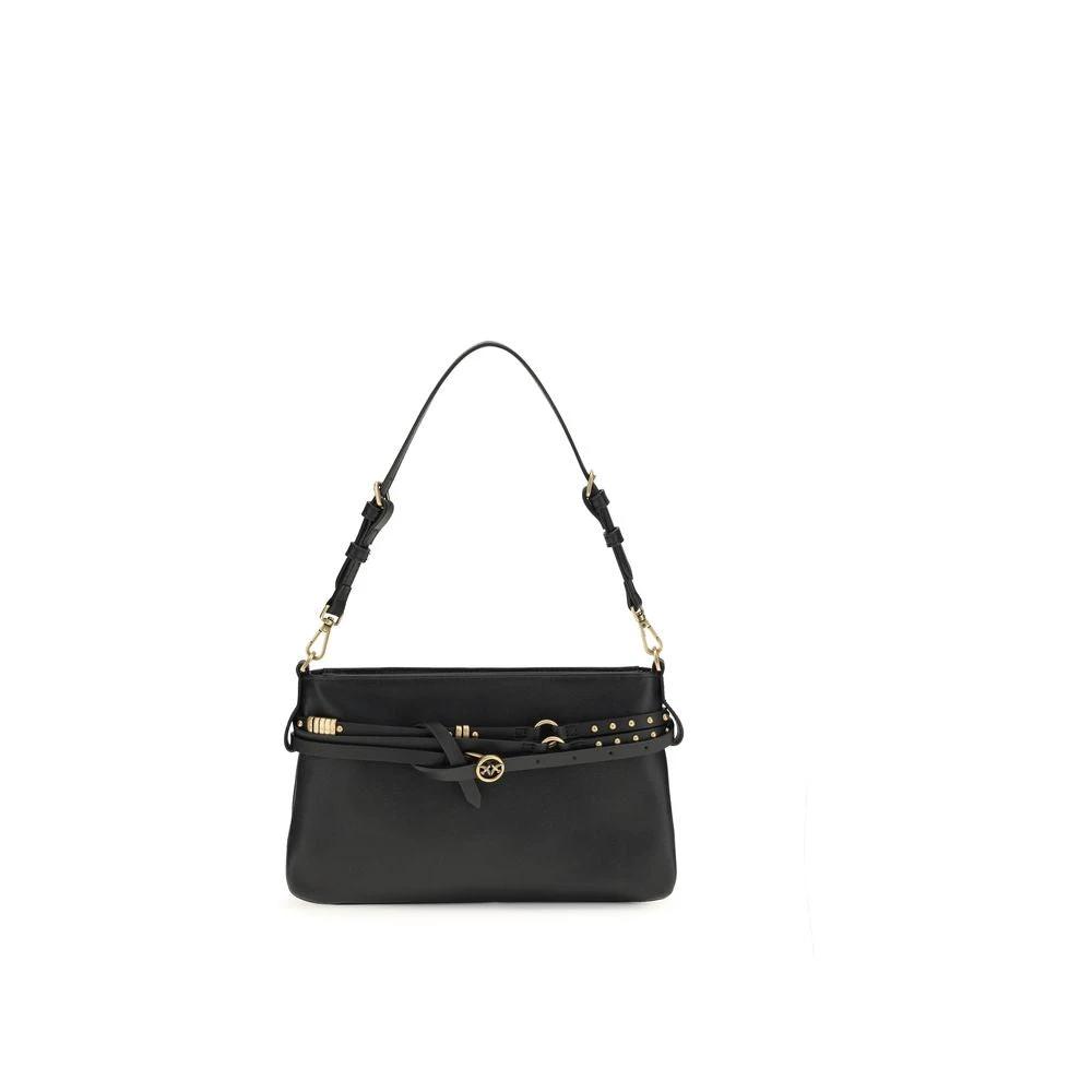 PINKO Schwarze Bos Taurus Kalbsleder Schultertasche by PINKO