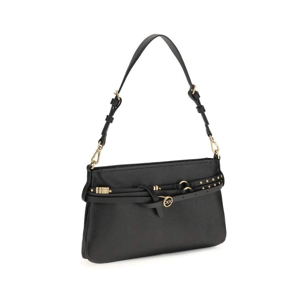 PINKO Schwarze Bos Taurus Kalbsleder Schultertasche by PINKO