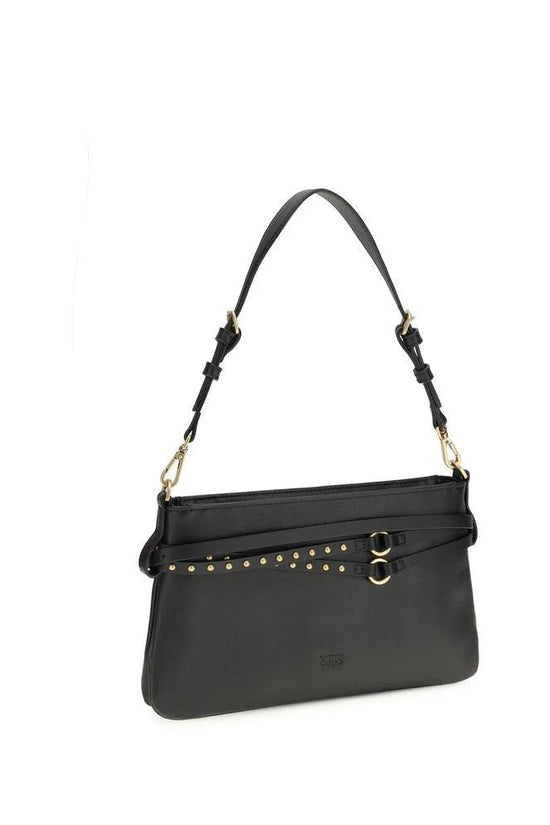 PINKO Schwarze Bos Taurus Kalbsleder Schultertasche by PINKO