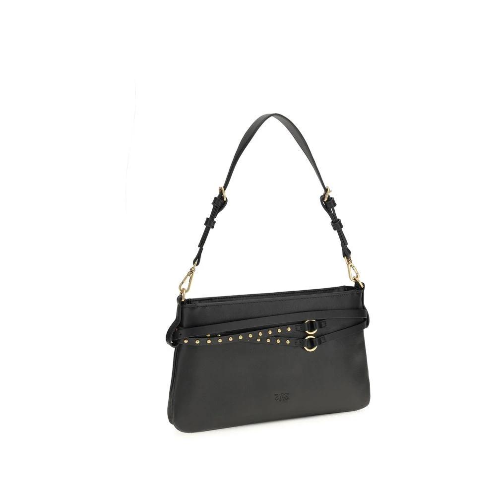 PINKO Schwarze Bos Taurus Kalbsleder Schultertasche by PINKO