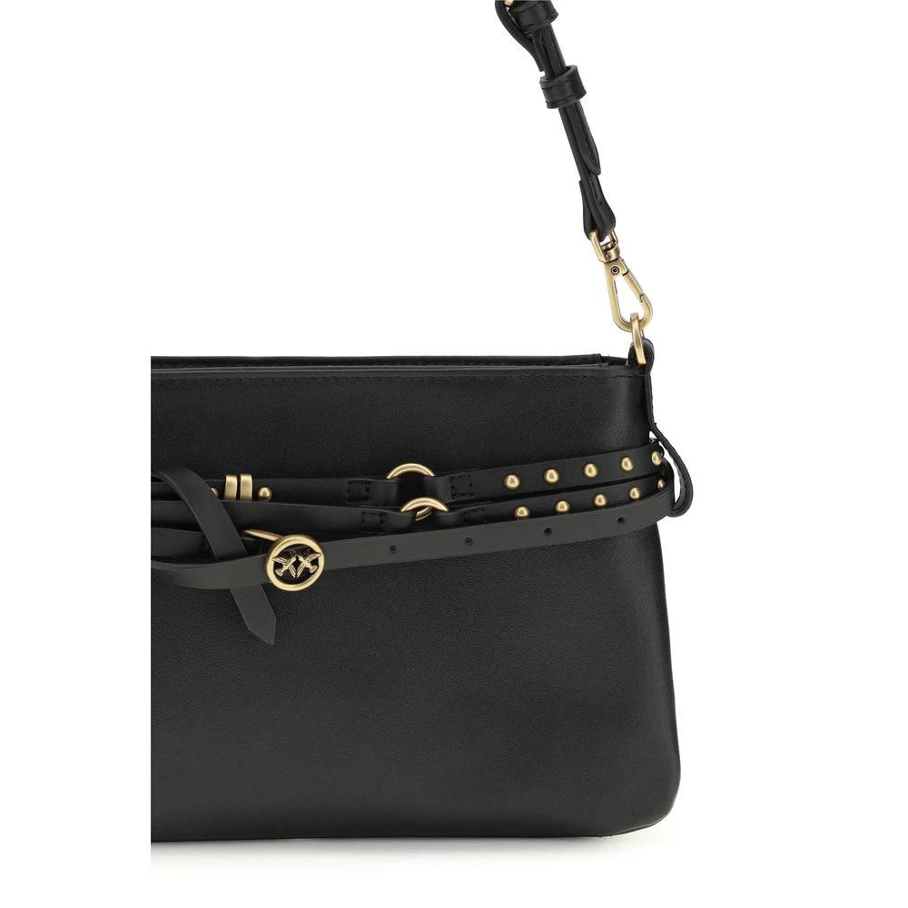 PINKO Schwarze Bos Taurus Kalbsleder Schultertasche by PINKO