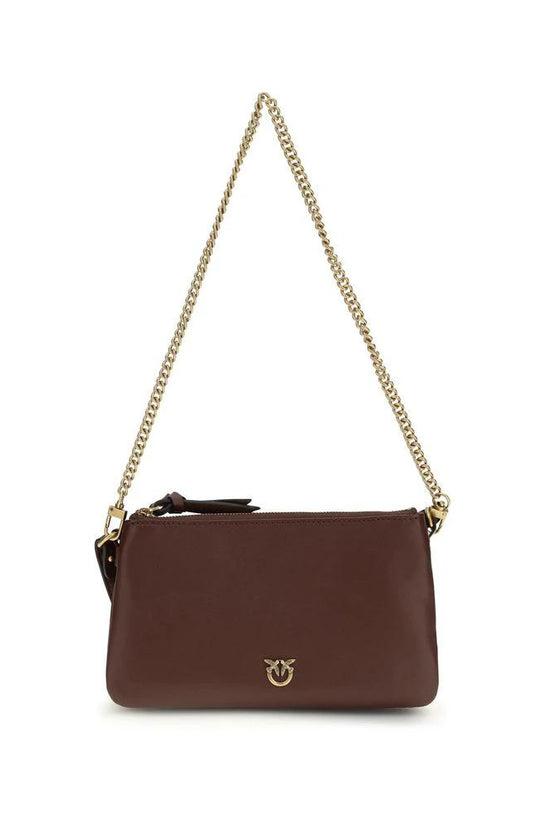 PINKO Braune Kalbsleder Bos Taurus Schultertasche by PINKO