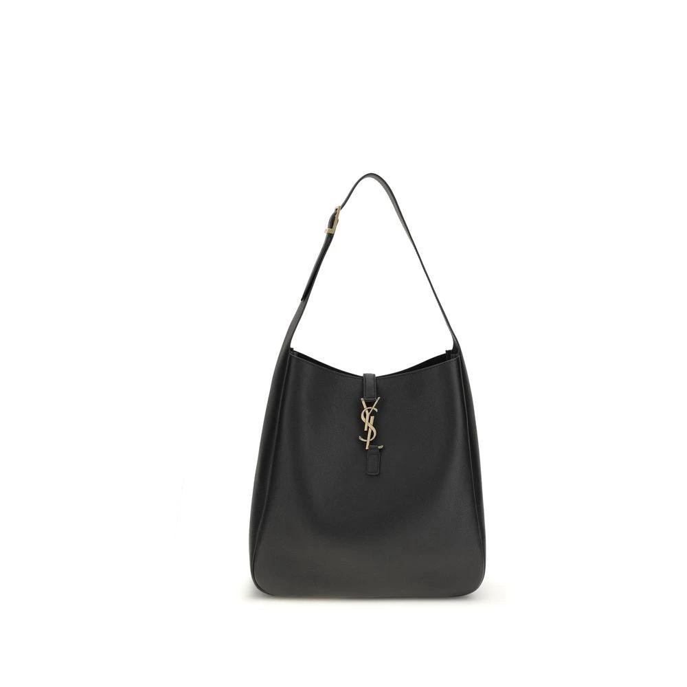 Saint Laurent Schwarze Bos Taurus Kalbsleder Schultertasche by Saint Laurent