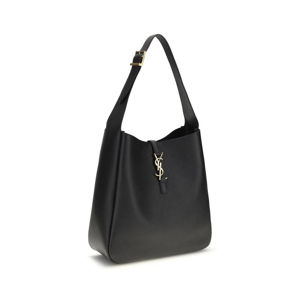 Saint Laurent Schwarze Bos Taurus Kalbsleder Schultertasche by Saint Laurent