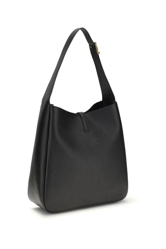Saint Laurent Schwarze Bos Taurus Kalbsleder Schultertasche by Saint Laurent