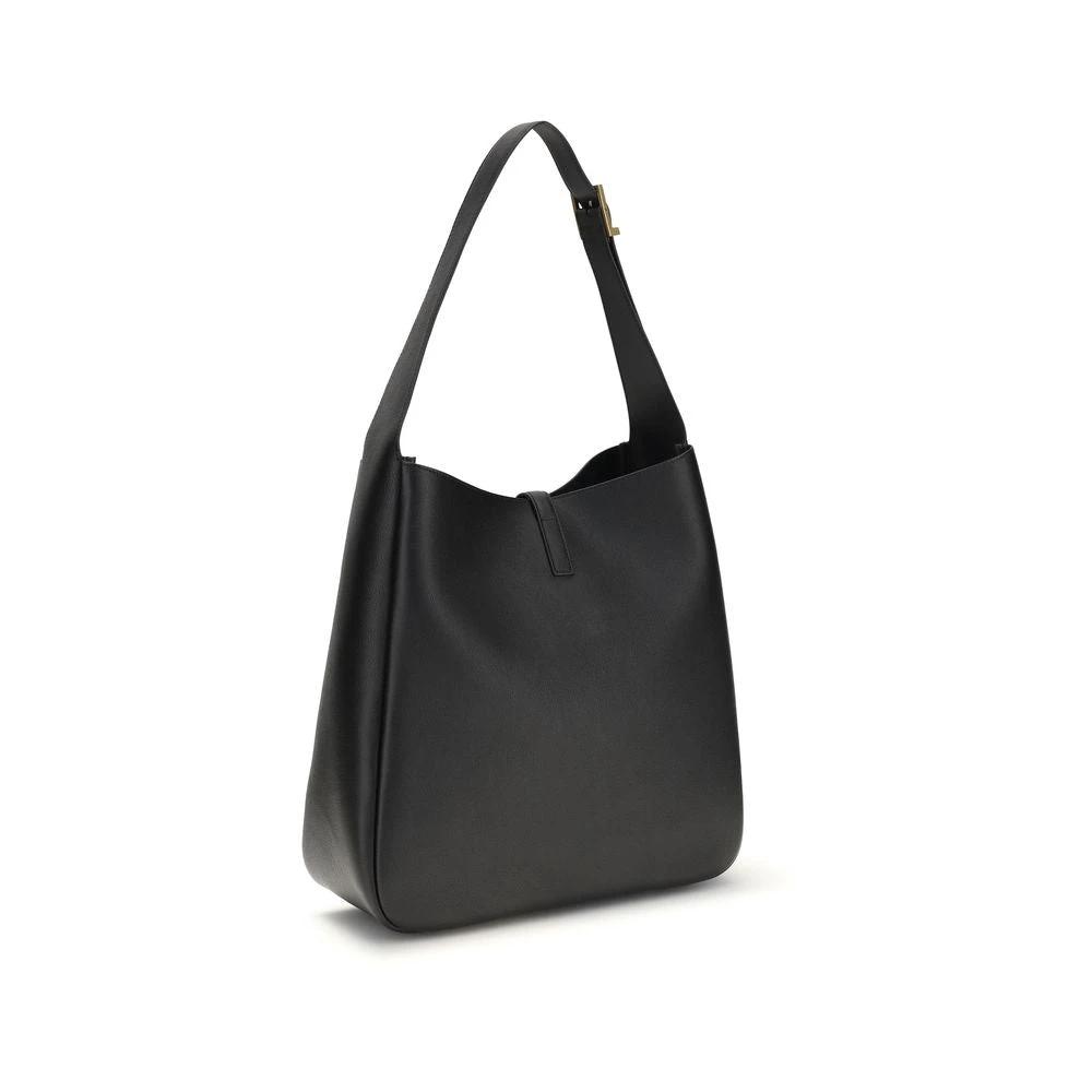 Saint Laurent Schwarze Bos Taurus Kalbsleder Schultertasche by Saint Laurent