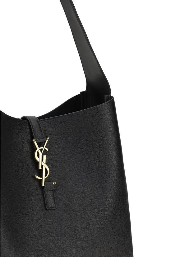 Saint Laurent Schwarze Bos Taurus Kalbsleder Schultertasche by Saint Laurent