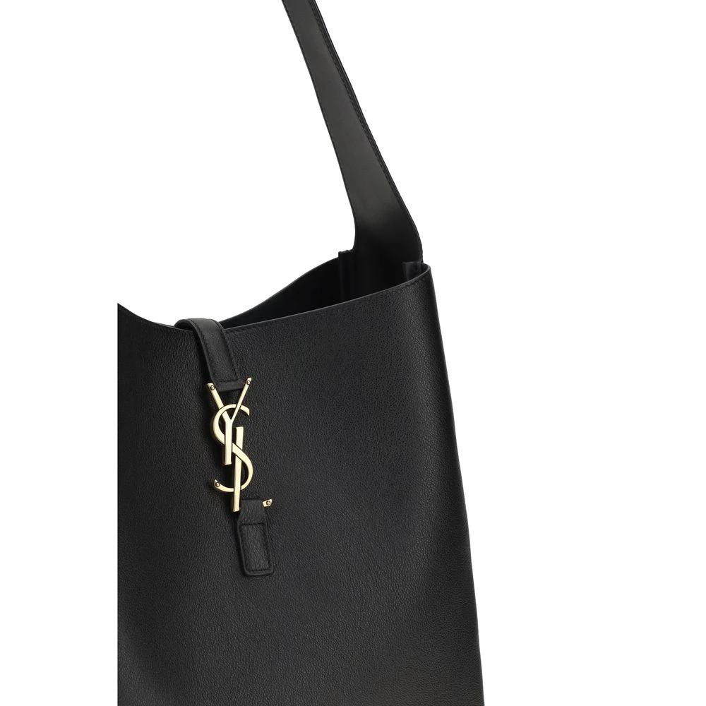 Saint Laurent Schwarze Bos Taurus Kalbsleder Schultertasche by Saint Laurent