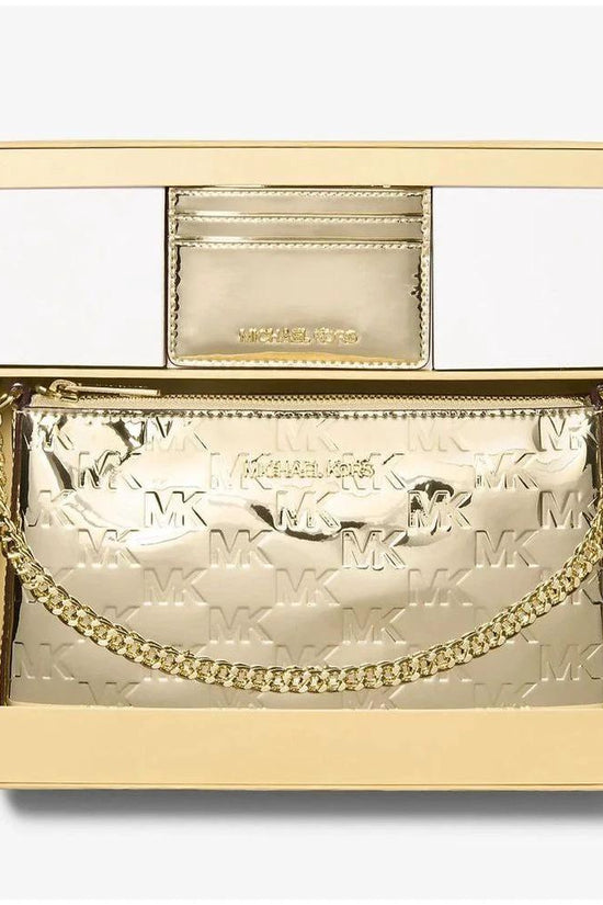 Michael Kors Gold Canvas Clutch Bag by Michael Kors