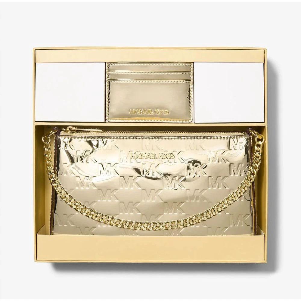 Michael Kors Gold Canvas Clutch Bag by Michael Kors