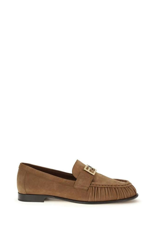 Fendi Braune Kalbsleder Bos Taurus Slipper-Loafer by Fendi