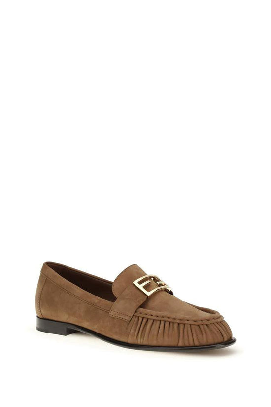 Fendi Braune Kalbsleder Bos Taurus Slipper-Loafer by Fendi