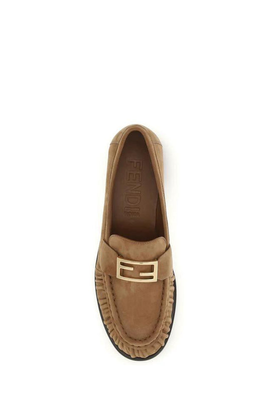 Fendi Braune Kalbsleder Bos Taurus Slipper-Loafer by Fendi