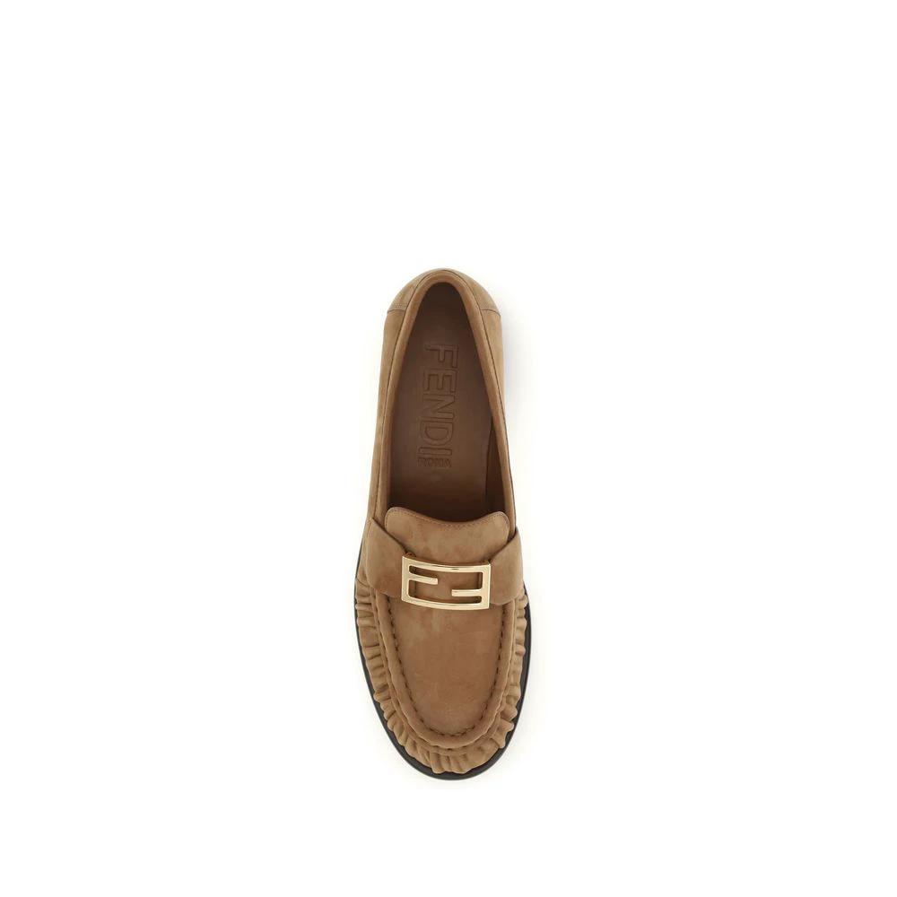 Fendi Braune Kalbsleder Bos Taurus Slipper-Loafer by Fendi