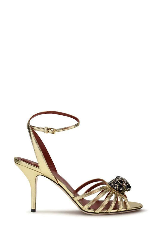 Valentino Garavani Sandale mit Stilettoabsatz aus Kalbsleder Bos Taurus in Gold by Valentino Garavani