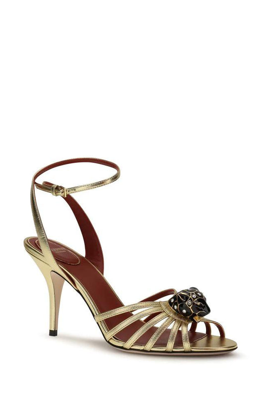 Valentino Garavani Sandale mit Stilettoabsatz aus Kalbsleder Bos Taurus in Gold by Valentino Garavani