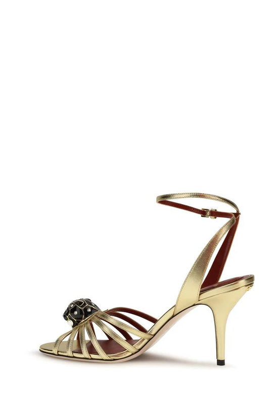 Valentino Garavani Sandale mit Stilettoabsatz aus Kalbsleder Bos Taurus in Gold by Valentino Garavani