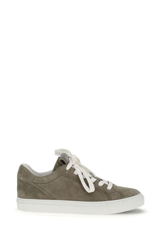 Brunello Cucinelli Cucinelli Graue Bos Taurus Kalbsleder-Sneakers by Brunello Cucinelli Cucinelli