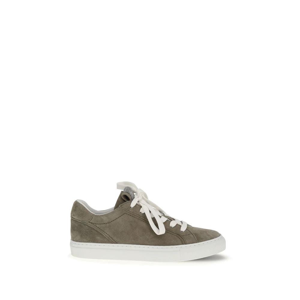 Brunello Cucinelli Cucinelli Graue Bos Taurus Kalbsleder-Sneakers by Brunello Cucinelli Cucinelli