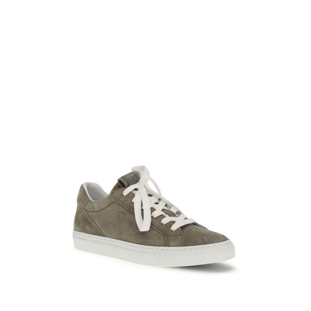 Brunello Cucinelli Graue Bos Taurus Kalbsleder-Sneakers by Brunello Cucinelli