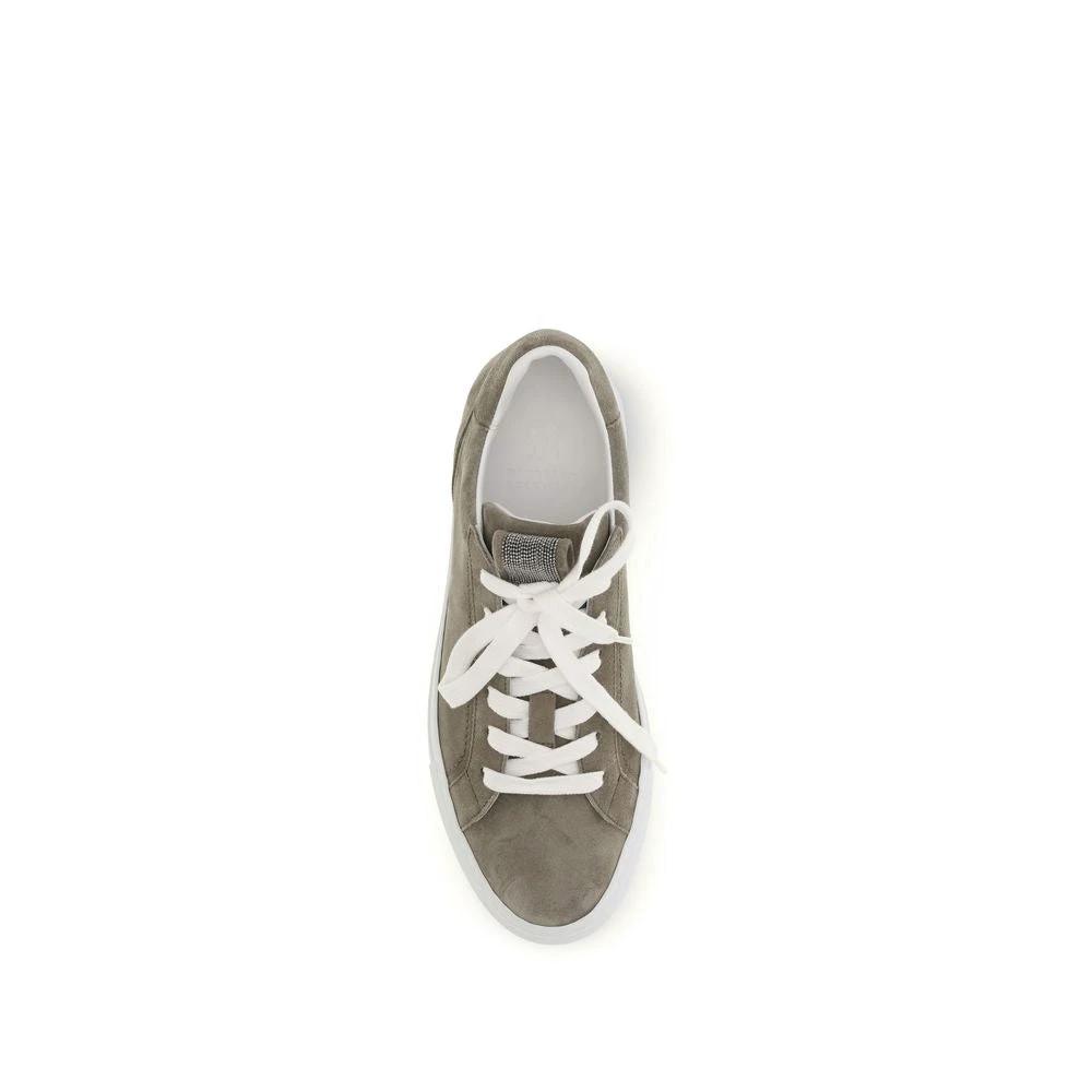 Brunello Cucinelli Graue Bos Taurus Kalbsleder-Sneakers by Brunello Cucinelli