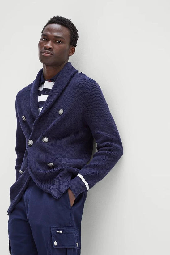 Brunello Cucinelli Marineblaue Baumwollstrickjacke by Brunello Cucinelli