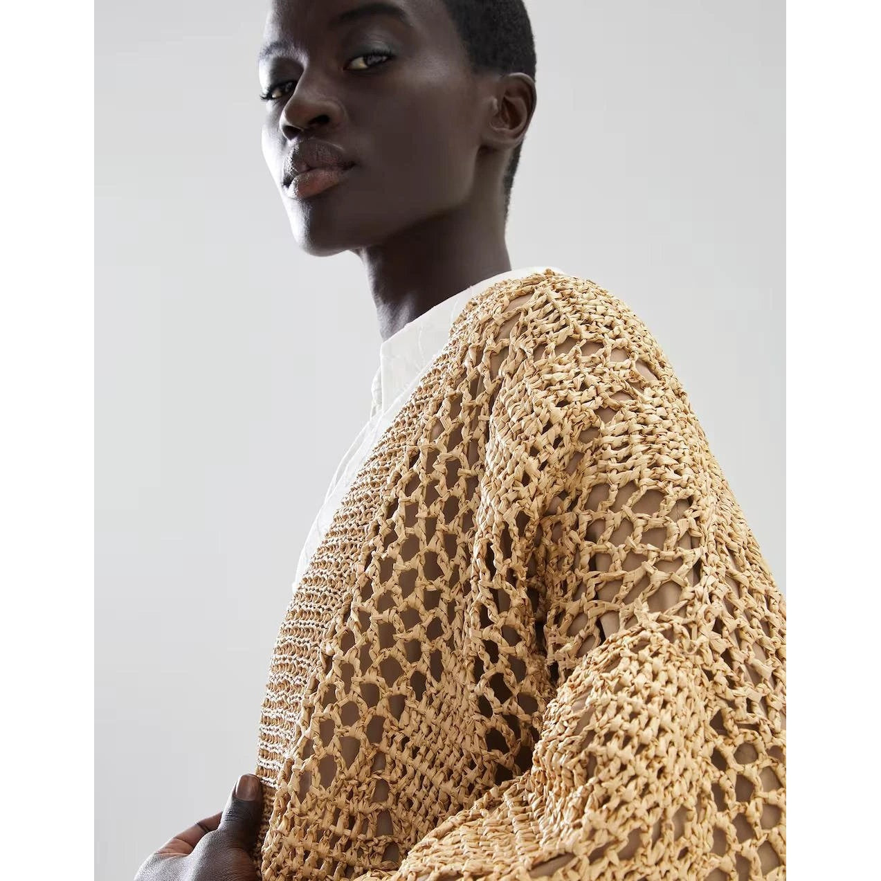 Brunello Cucinelli Beige Polyamid-Strickjacke by Brunello Cucinelli