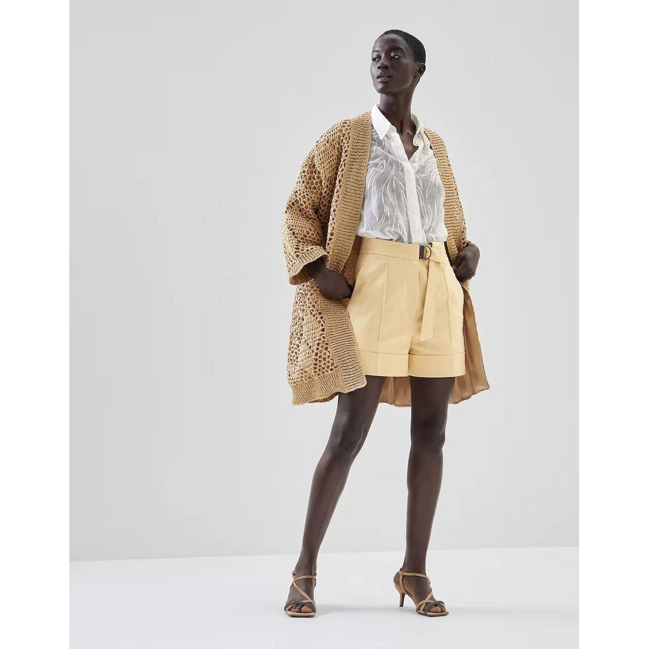 Brunello Cucinelli Beige Polyamid-Strickjacke by Brunello Cucinelli