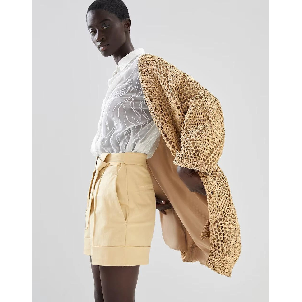 Brunello Cucinelli Beige Polyamid-Strickjacke by Brunello Cucinelli