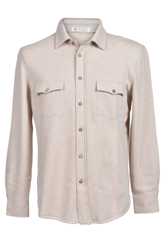 Brunello Cucinelli Cucinelli Beige Wollhemd by Brunello Cucinelli Cucinelli