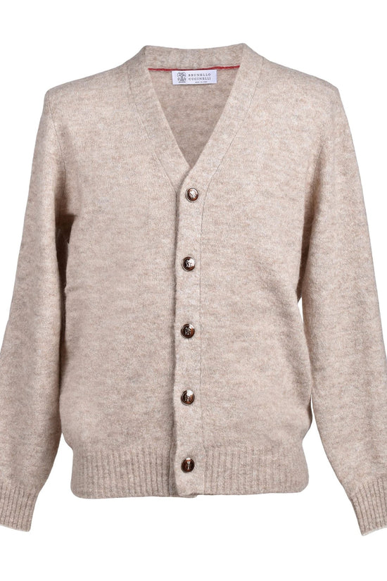 Brunello Cucinelli Beige Leder Cardigan by Brunello Cucinelli