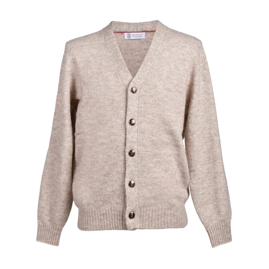 Brunello Cucinelli Beige Leder Cardigan by Brunello Cucinelli