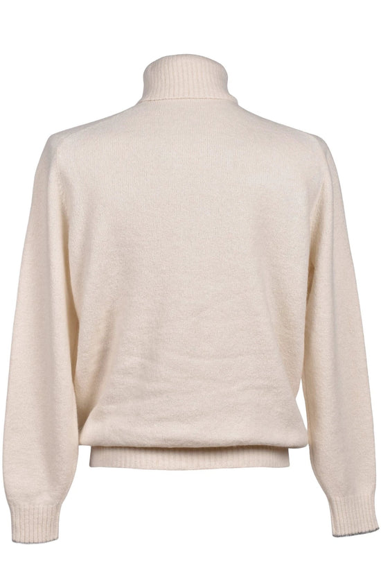 Brunello Cucinelli Weißer Lederrollkragenpullover by Brunello Cucinelli