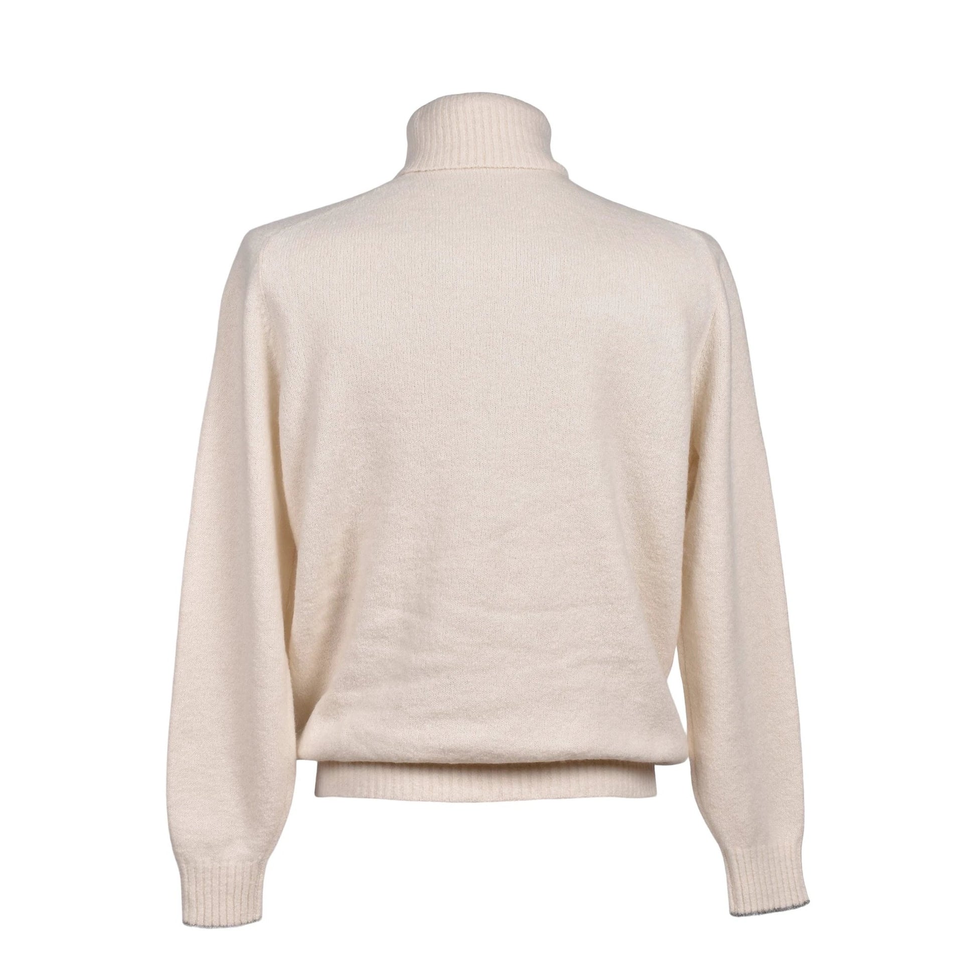 Brunello Cucinelli Weißer Lederrollkragenpullover by Brunello Cucinelli