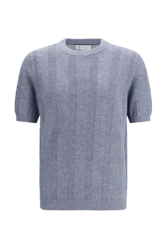 Brunello Cucinelli Cucinelli Blaues Leinen-T-Shirt by Brunello Cucinelli Cucinelli