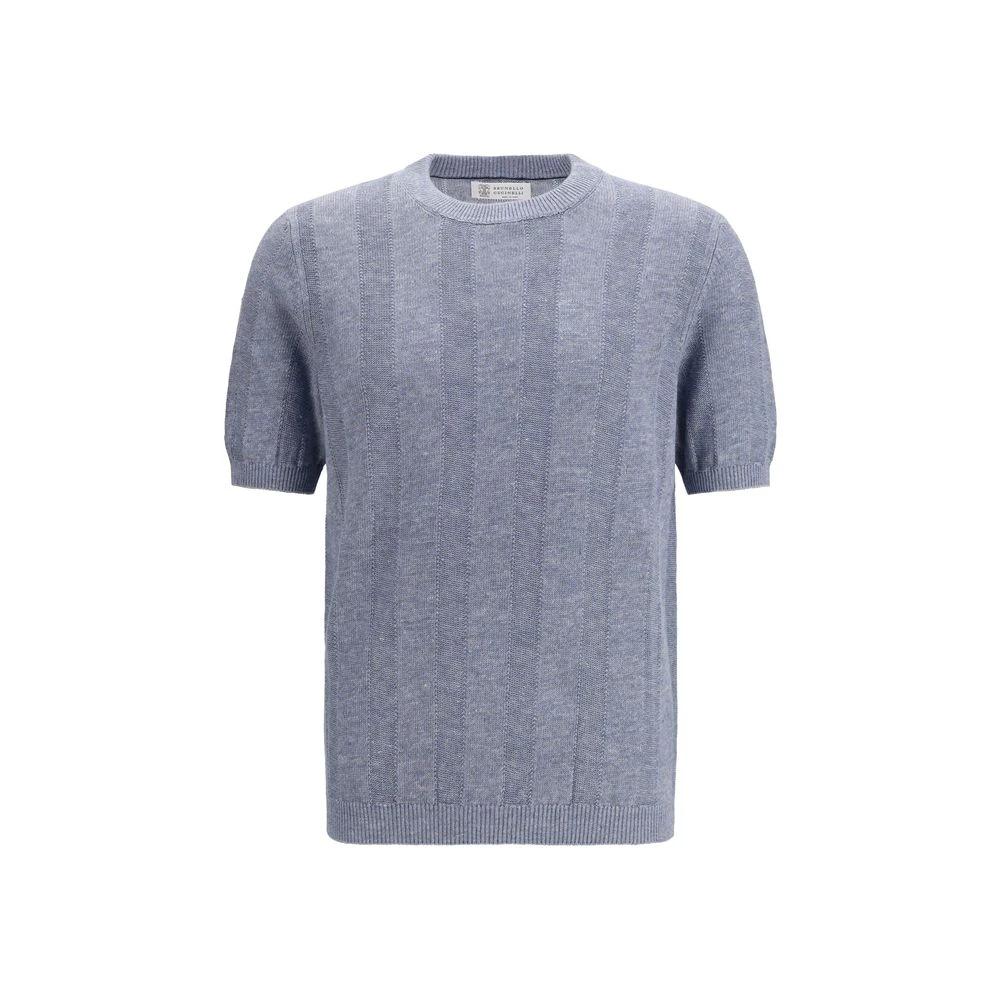 Brunello Cucinelli Cucinelli Blaues Leinen-T-Shirt by Brunello Cucinelli Cucinelli