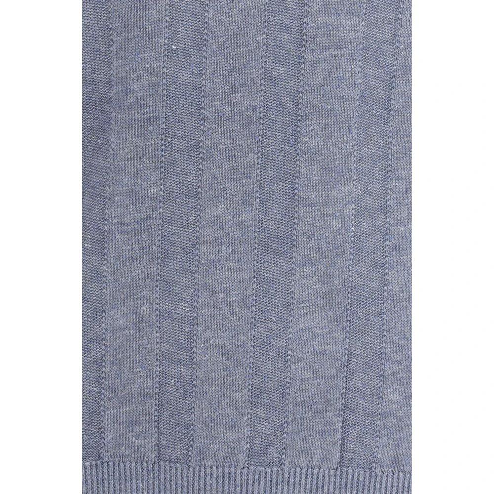 Brunello Cucinelli Blaues Leinen-T-Shirt by Brunello Cucinelli