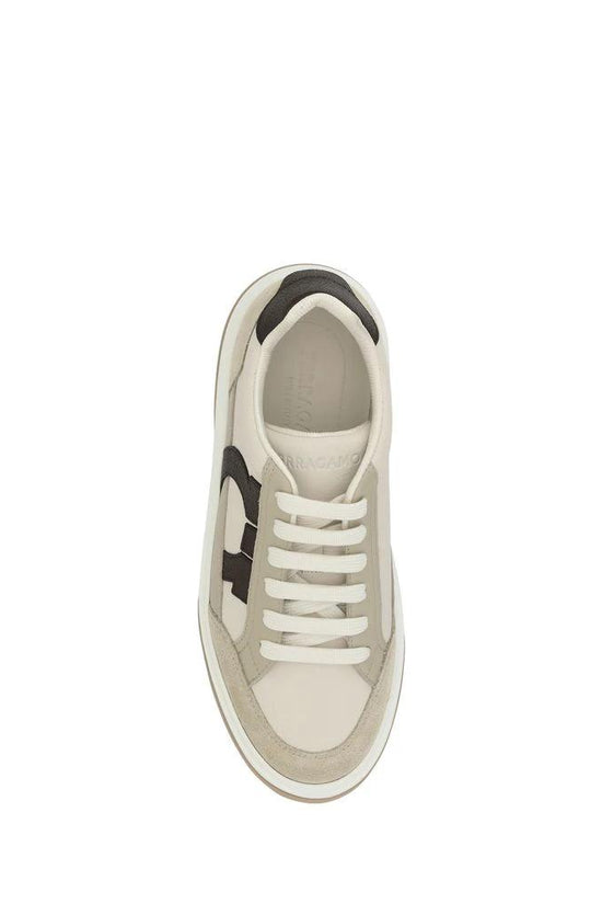 Ferragamo Multicolor Calf Leather Bos Taurus Platform Sneakers by Ferragamo