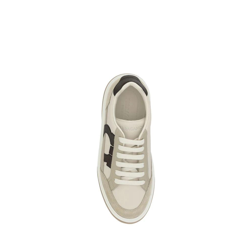 Ferragamo Multicolor Calf Leather Bos Taurus Platform Sneakers by Ferragamo