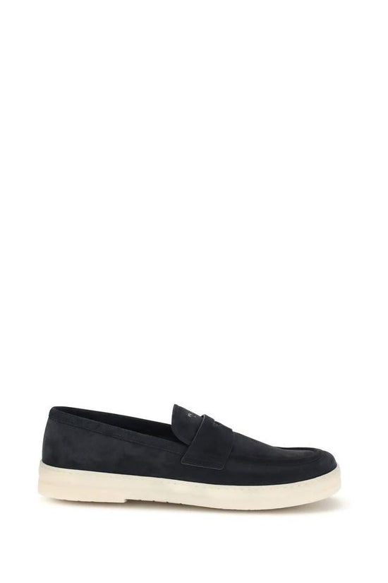 Prada Blaue Kalbsleder Bos Taurus Slipper-Loafer by Prada