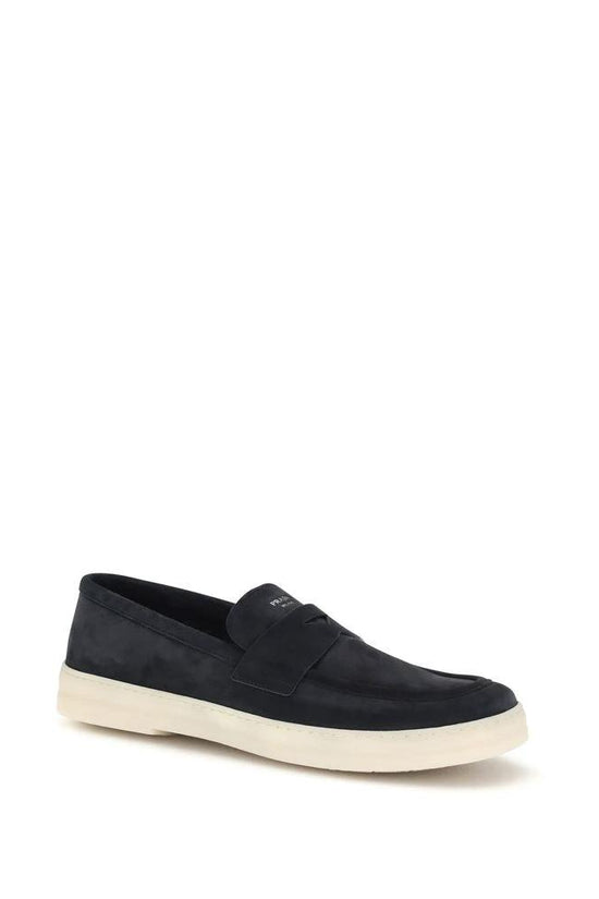 Prada Blaue Kalbsleder Bos Taurus Slipper-Loafer by Prada
