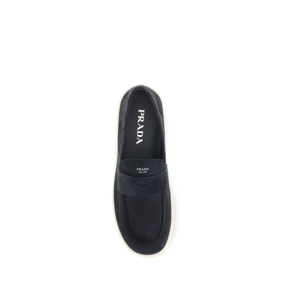 Prada Blaue Kalbsleder Bos Taurus Slipper-Loafer by Prada