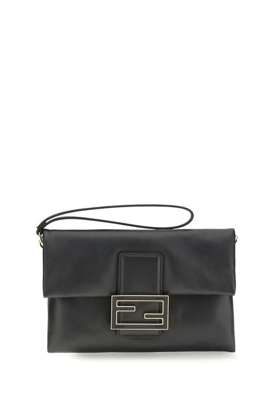 Fendi Schwarze Kalbsleder Bos Taurus Clutch Bag by Fendi