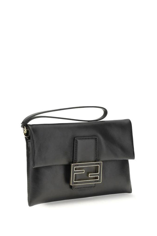 Fendi Schwarze Kalbsleder Bos Taurus Clutch Bag by Fendi