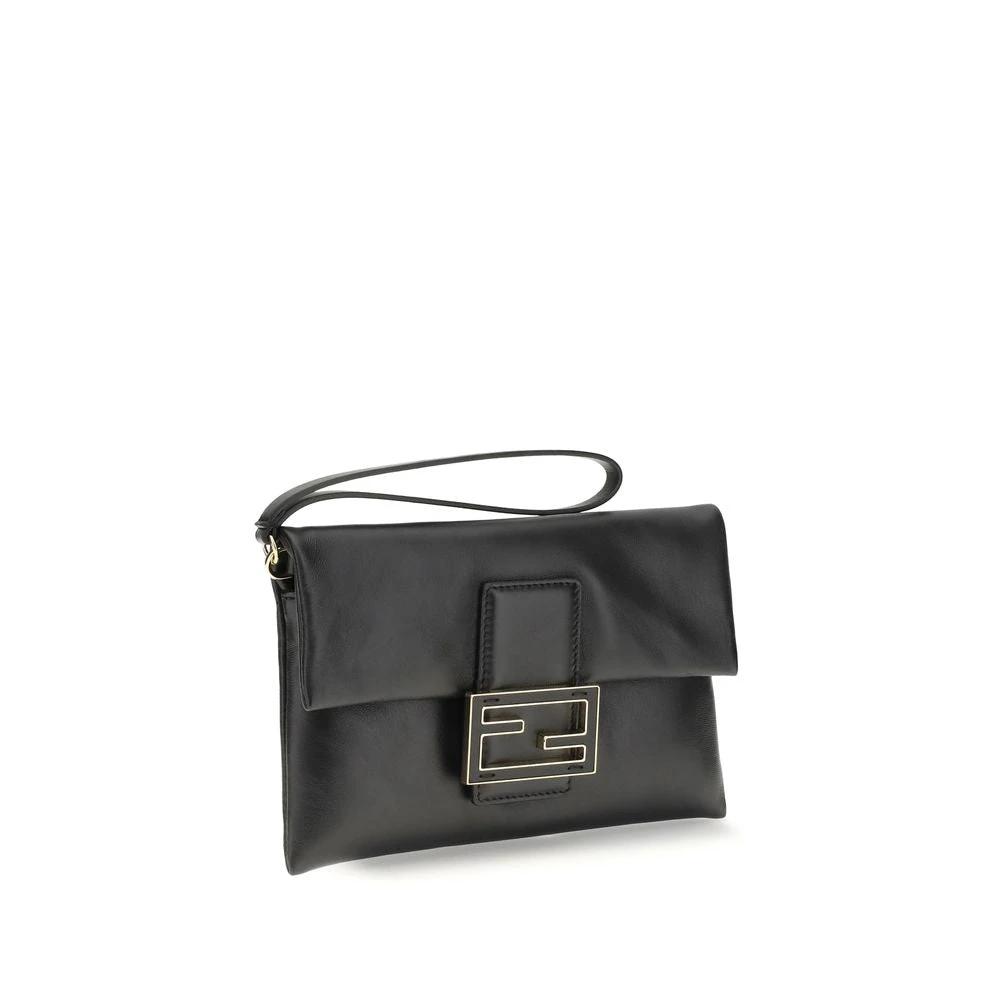 Fendi Schwarze Kalbsleder Bos Taurus Clutch Bag by Fendi